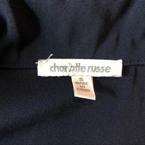 Charolette Russe Navy Blue Button Down Short Sleeve Belt Romper Size Small - Picture 5 of 9